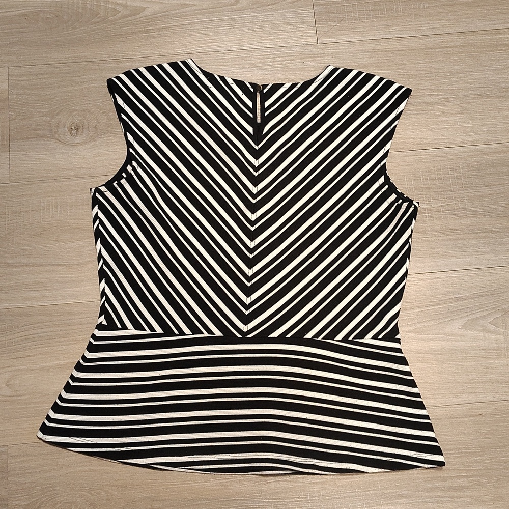 Liz Claiborne Black and White Striped Peplum Top - Picture 3 of 3